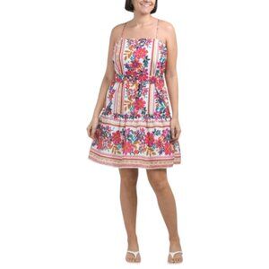 JULIA JORDAN Tie Shoulder Eyelet Tiered Mini Dress